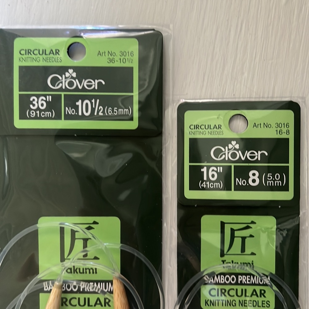 Clover Takumi Bamboo #10 1/2 36” & #8 16 “. Circular Needles. - Picture 2 of 4